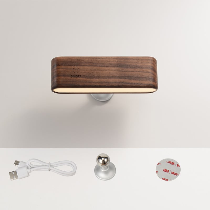 Massief houten bureau lamp met magnetische oplading